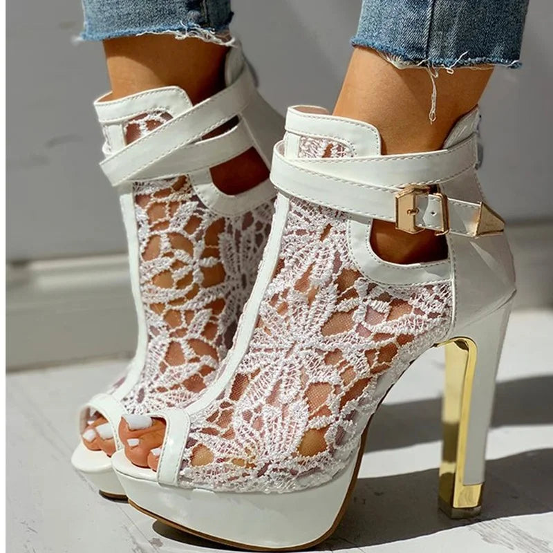 New Ladies High Heels Belt Buckle  Sandals 