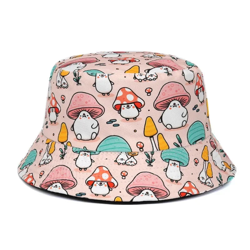 Panama Bucket Animal Letter Print Hats 