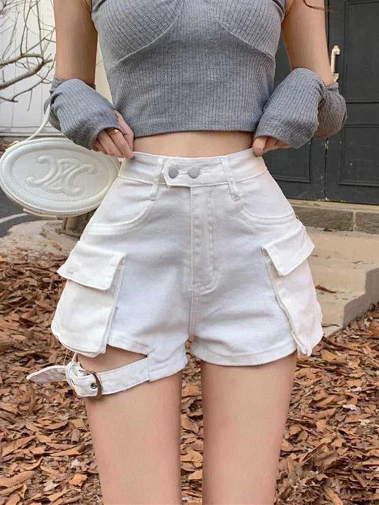 Sexy Hollow Out Streetwear Denim Shorts 