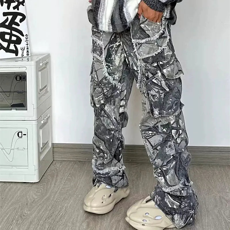 Streetwear Baggy Stacked Flared Jeans