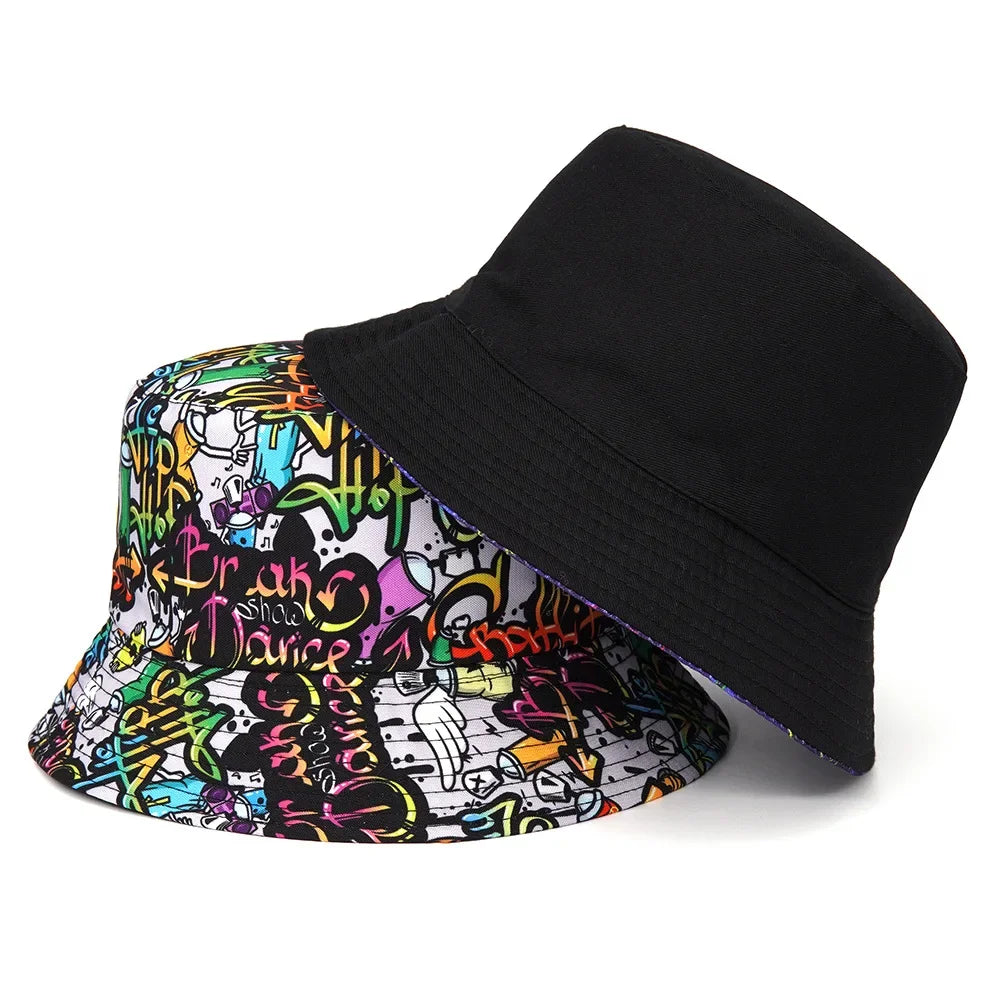 Panama Bucket Animal Letter Print Hats 