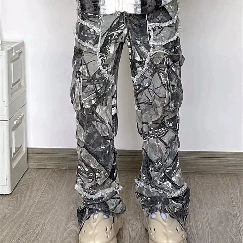 Streetwear Baggy Stacked Flared Jeans