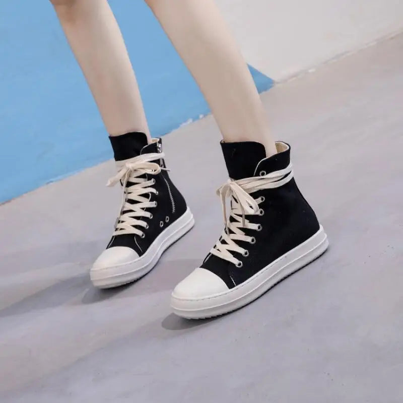 Zipper Canvas Casual Women Sneakers  